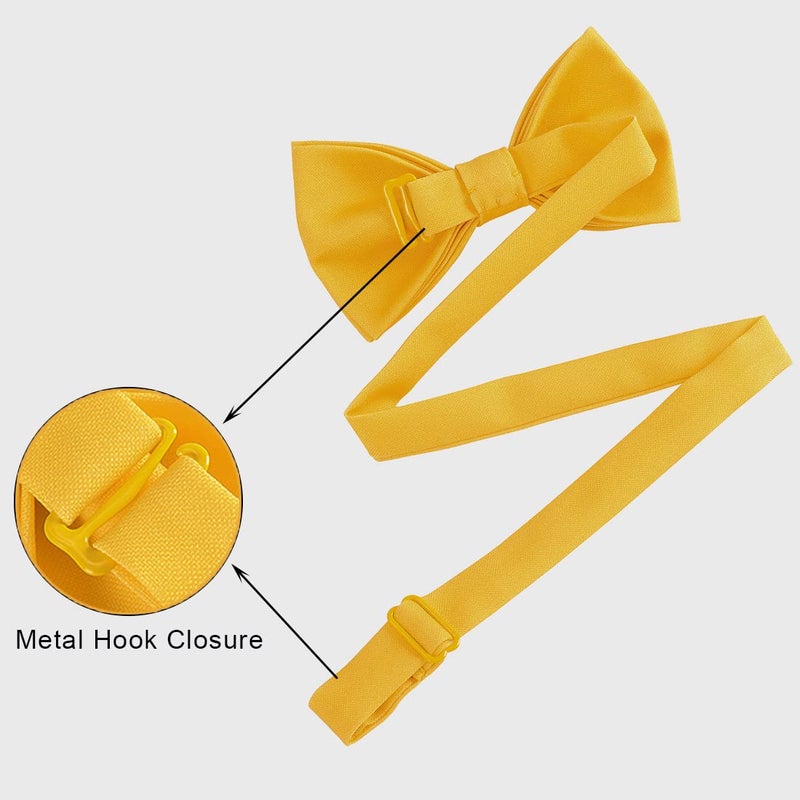 Kajeer Classic Pre-Tied Mens Bow Ties Formal Adjustable Solid Tuxedo Bowtie for for Adults & Children(Yellow, L - (18+ years,adults, full ages)) - Image 5